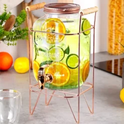 Dryckesautomater-Burk Beverages Stor dispenserburk i glas med kran och stativ 4,2L