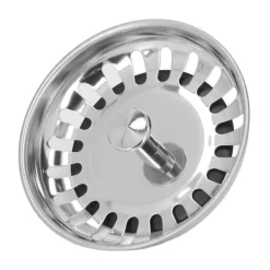 Byte av sil vid diskbänk i rostfritt stål med bottenpropp