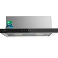 Cecotec Utsugningsfläkt 70cm Teleskopisk Bolero Flux TLT 704400 Glas Svart A+++. Sugning 431,2m³/h, Låg Energiförbrukning, Motor