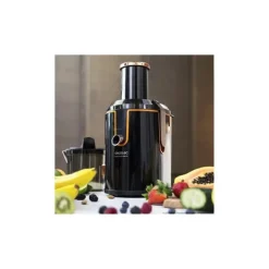 Cecotec 1300-W slow juicer with titanium-coated disc and XXL inlet mouth.