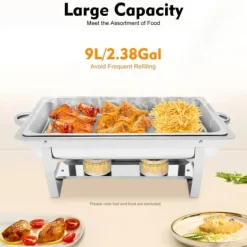 Chafing Dish - Buffévarmare - 9 L Kapacitet - Rostfritt Stål - Professionell - För Buffé & Catering - Svart