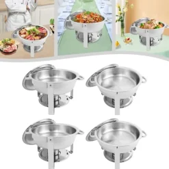 Chafing Dish Bufféset - Buffévärmare - 4 delar - 4,5 L per behållare - För fest & bröllop - Silver