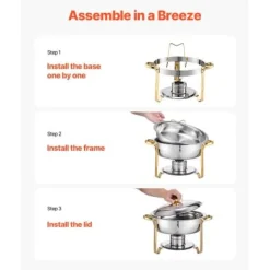 Chafing Dish Bufféset, 5 Qt 4-pack, Guld, Rostfritt stål