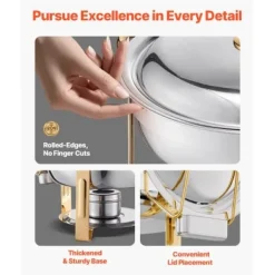 Chafing Dish Bufféset, 5 Qt 4-pack, Guld, Rostfritt stål