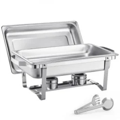 Matuppvärmare-Chafing Dish Bufféset, 8 Qt 6-pack, Rostfritt Stål, Silver