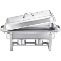 Matuppvärmare-Chafing Dish Bufféset, 8 Qt 6-pack, Rostfritt Stål, Silver