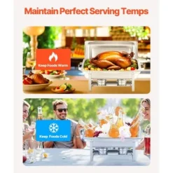 Matuppvärmare-Chafing Dish Bufféset, 8 Qt 6-pack, Rostfritt Stål, Silver