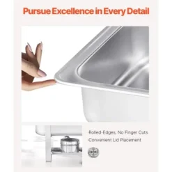 Matuppvärmare-Chafing Dish Bufféset, 8 Qt 6-pack, Rostfritt Stål, Silver