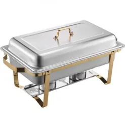 Matuppvärmare-Chafing Dish Bufféset, 4-pack, Rostfritt stål, Guld