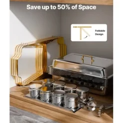 Matuppvärmare-Chafing Dish Bufféset, 4-pack, Rostfritt stål, Guld