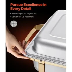 Matuppvärmare-Chafing Dish Bufféset, 4-pack, Rostfritt stål, Guld