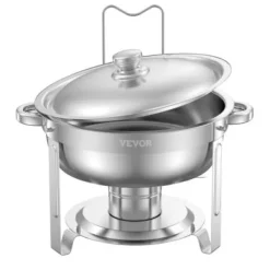 Matuppvärmare-Chafing Dish Bufféset, 4-pack, 5 qt, rostfritt stål, silver, cateringvärmare