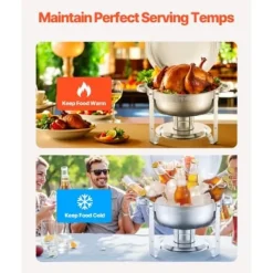 Matuppvärmare-Chafing Dish Bufféset, 4-pack, 5 qt, rostfritt stål, silver, cateringvärmare