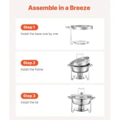 Matuppvärmare-Chafing Dish Bufféset, 4-pack 5 Qt rostfritt stål, silver, serveringsvärmare