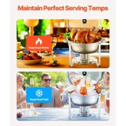 Matuppvärmare-Chafing Dish Bufféset, 4-pack 5 Qt rostfritt stål, silver, serveringsvärmare