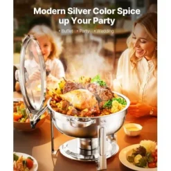 Matuppvärmare-Chafing Dish Bufféset, 4-pack 5 Qt rostfritt stål, silver, serveringsvärmare