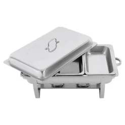 Matuppvärmare-Chafing Dish Bufféset, Rostfritt Stål, Rektangulär Design,1, Silver, 3