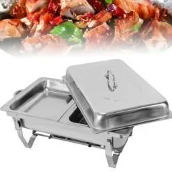 Matuppvärmare-Chafing dish, buffévarmhållare, 7,5 L, rostfritt stål, professionellt set, silver