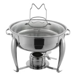 Matuppvärmare-Chafing Dish, Hållbar Ram i Rostfritt Stål, Glaslagg, Stabil Uppvärmningslösning