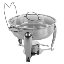 Matuppvärmare-Chafing Dish, Hållbar Ram i Rostfritt Stål, Glaslagg, Stabil Uppvärmningslösning
