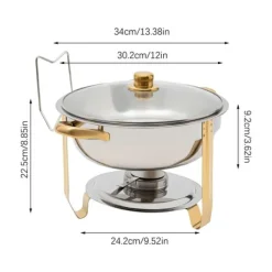 Matuppvärmare-Chafing Dish, 5L kapacitet, rostfritt stål konstruktion,Gul