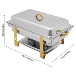 Chafing Dish, 9L kapacitet, stilren och hållbar design, spegelblanka yta,Silver