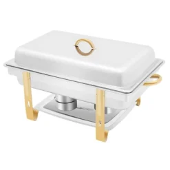 Matuppvärmare-Chafing Dish, 9L kapacitet, premium rostfritt stål,Silver och Guld