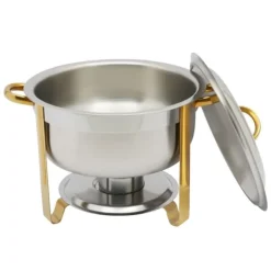 Matuppvärmare-Chafing Dish, 5L kapacitet, rostfritt stål, rund form, bärförmåga 10 kg, dimensioner 42 x 32 cm