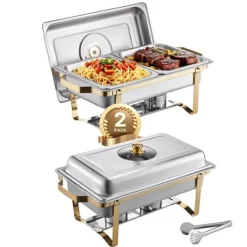 Tillbehör För Matservering-Chafing Dish, Rostfritt Stål, Halvstor Panna Kompatibel,2 pack