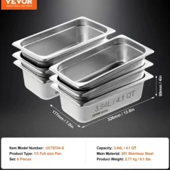 Tillbehör För Matservering-Chafing Dish, Rostfritt Stål, Set om 6,6st 4tum