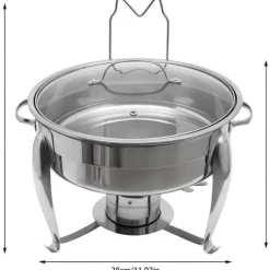 Matuppvärmare-Chafing Dish, Rostfritt Stål, Kapacitet på 6 Liter,Silver