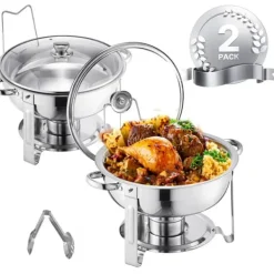 Chafing Dish, Rostfritt Stål, Idealisk för Evenemang,2 pack silver