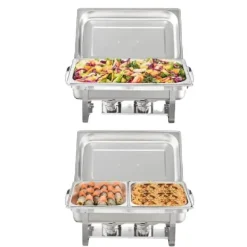 Matuppvärmare-Chafing Dish, Rostfritt Stål, Mångsidiga Kompartmentalternativ,2 Pack