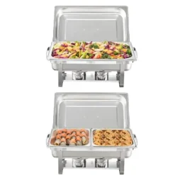 Matuppvärmare-Chafing Dish, Rostfritt Stål, Mångsidiga Kompartmentalternativ,2 Pack