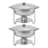 Matuppvärmare-Chafing Dish Set, Rostfritt Stål, Modern Minimalistisk Design,2st Silver