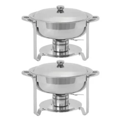 Matuppvärmare-Chafing Dish Set, Rostfritt Stål, Modern Minimalistisk Design,2st Silver