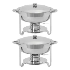Matuppvärmare-Chafing Dish Set, Rostfritt Stål, Modern Minimalistisk Design,2st Silver