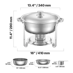 Chafing Dish Set, Rostfritt Stål, Platsbesparande Design,Silver