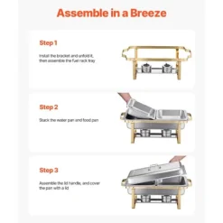 Chafing Dish Set, Rostfritt Stål, Bufféserveringspannor,guld