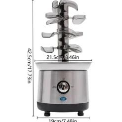 Chokladfontän - GTH-001E-2 - 4 Våningar - 430 Rostfritt Stål - Chokladsmältare 1,2 L - 150–190 W, 220–240 V 50 Hz