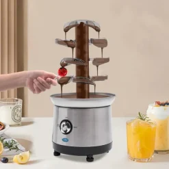 Chokladfontän - GTH-001E-2 - 4 Våningar - 430 Rostfritt Stål - Chokladsmältare 1,2 L - 150–190 W, 220–240 V 50 Hz