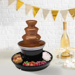 Maskiner För Chokladtemperering-Chokladfontän, 3-nivå i rostfritt stål, 1 lb kapacitet, kontinuerligt flöde, lätt att rengöra, idealisk för fester