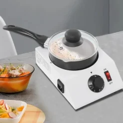 Chokladsmältare - Enkel smältgryta - 30–85°C Justerbar - 1 kg Kapacitet - 14 cm Keramikkärl Non-stick - 40 W - EU‑plugg 220–230V - Svart/Vit