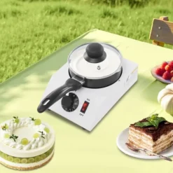 Chokladsmältare - Enkel smältgryta - 30–85°C Justerbar - 1 kg Kapacitet - 14 cm Keramikkärl Non-stick - 40 W - EU‑plugg 220–230V - Svart/Vit