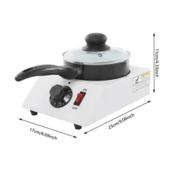 Chokladsmältare - Enkel smältgryta - 30–85°C Justerbar - 1 kg Kapacitet - 14 cm Keramikkärl Non-stick - 40 W - EU‑plugg 220–230V - Svart/Vit