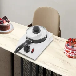 Chokladsmältare - Enkel smältgryta - 30–85°C Justerbar - 1 kg Kapacitet - 14 cm Keramikkärl Non-stick - 40 W - EU‑plugg 220–230V - Svart/Vit