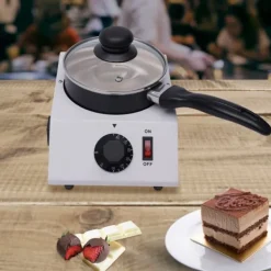 Maskiner För Chokladtemperering-Chokladsmältare, 40W, Justerbar temperatur 30-85°C, Kapacitet 1 kg, Kastrullens diameter 14 cm, Storlek 17x23x11 cm