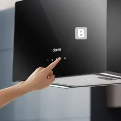 Köksfläktar-CIARRA A+++ Island Recycling Hood 48cm 700M3/H Wi-Fi & Touch Silent Booster LED-skärm 2st Active Filter Black