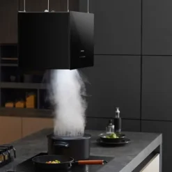 Köksfläktar-CIARRA A+++ Island Recycling Hood 48cm 700M3/H Wi-Fi & Touch Silent Booster LED-skärm 2st Active Filter Black