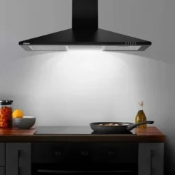 CIARRA Fläktkåpa 90cm A++ 370 m³/h 3 hastigheter 2st Aktivt filter Återvinning eller evakuering Luftfilter Svart